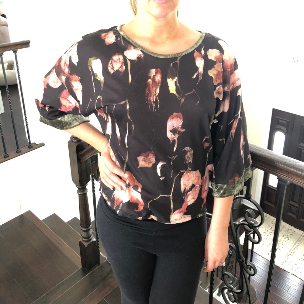 Zara floral and velvet top